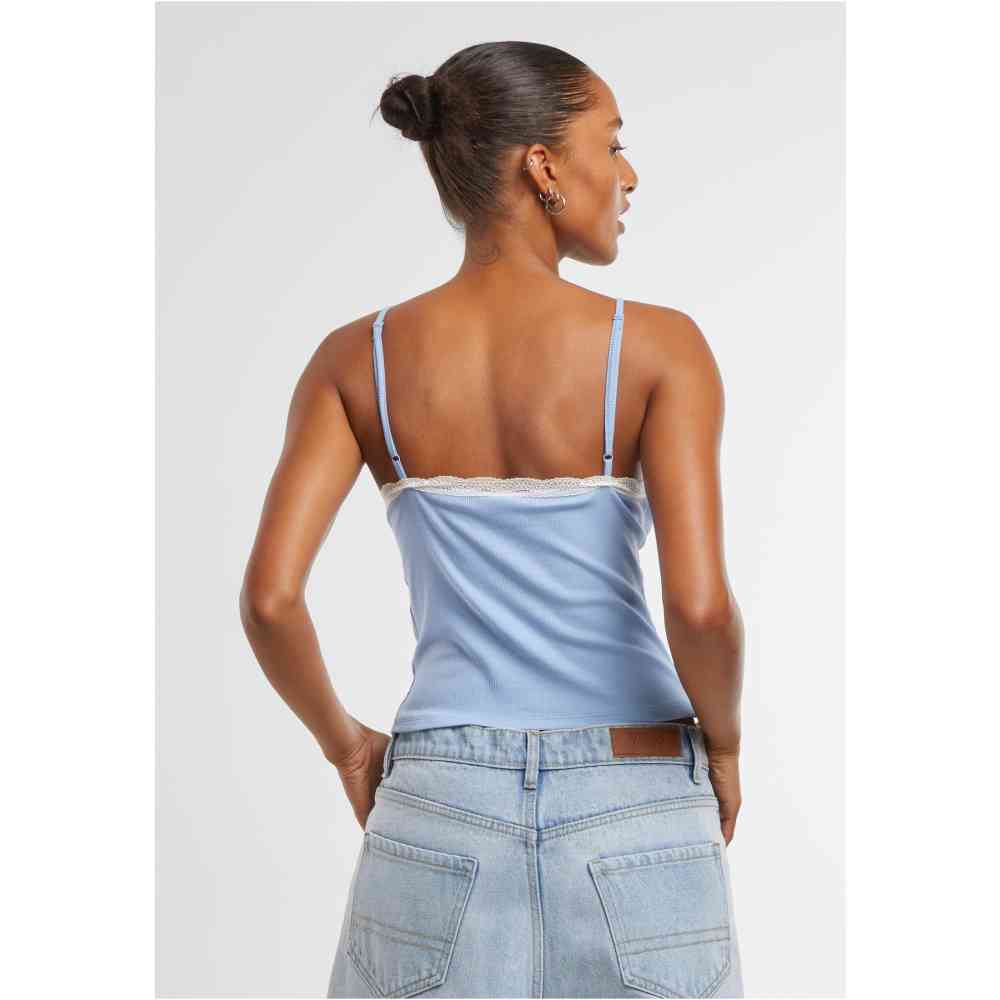 Urban Classics - VNeck Lace Mouwloze top - Grijs/Blauw